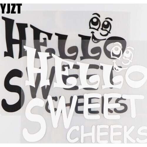 YJZT 21.3CM*17.1CM Hello Sweet Cheeks Personality Car Sticker Vinyl Decal Decor JDM Black/Silver 4A-0222