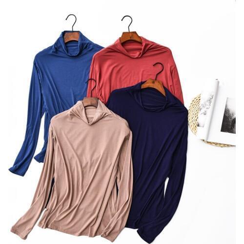 Womens T-shirt High Collar Long-sleeved Shirt 2019 Autumn And Winter Multi-color Bottoming Shirt Large Size Modal Shirt