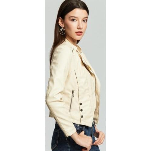 2020 Fashion Biker Moto Autumn Winter Women Leather Coat Female Rivet Leather Jacket Womens Outerwear Female Jacket 6603