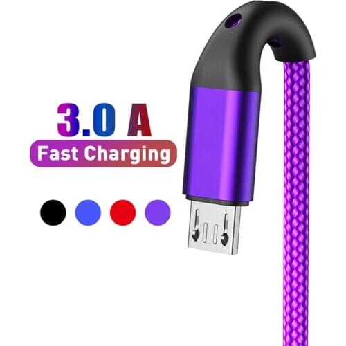 1/2 Meter Charging Cable Micro USB Cord Fast Charger Data Wire Braided Nylon Mobile Phone Cable Accessory for Xiaomi Huawei