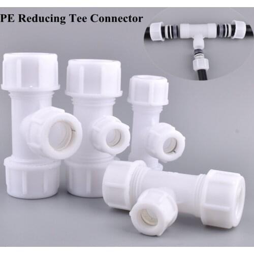 1pc 20-40mm PE Reducing Tee Connector Agricultural Irrigation System Water Pipe Quick 3-Way Joint Garden Watering Tube Fittings