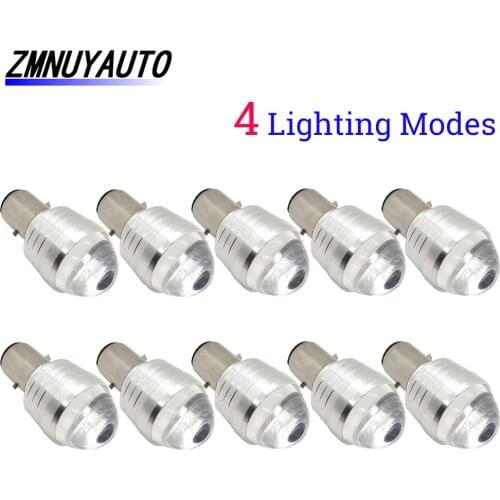 10PCS Scooter Headlight Bulb H6 BA20D Flash Strobe Light White+Red H4 Moto Fog Lights Motorbike Motorcycle Headlamp 12V