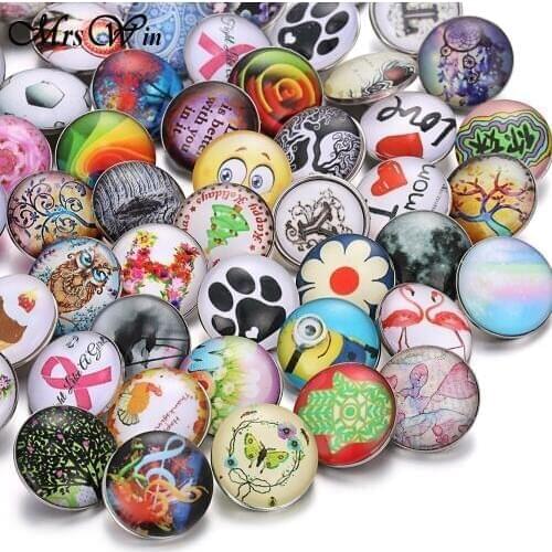 10pcs/lot Mixed Colors 18mm Glass Snap Button Jewelry Flower Faceted Glass Snap Fit Snap Bracelet Bangle Snaps Jewelry