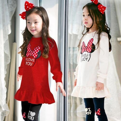 2020 Girls Clothes Sets Spring autumn Costume kids Clothing suit Two pieces Minnie Long Sleeve toddler dress Children clothing