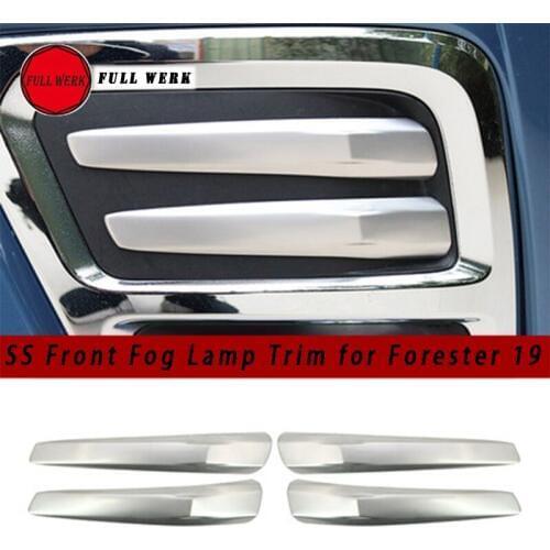 4pc Front Fog Light Lamp Stainless Steel Trim Cover Stickers for Subaru Forester 19 Fog Light Decoration Accessories Car Styling
