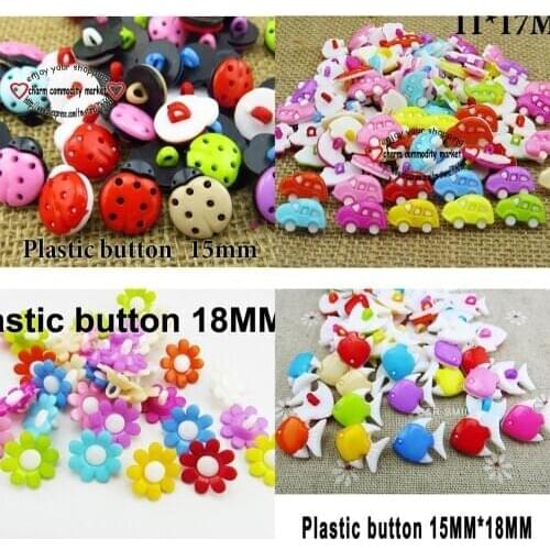 50PCS 15MM colors Dyed Plastic ladybird buttons coat boots sewing clothes accessories button brand P-122