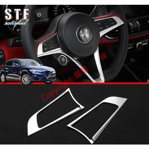 ABS Pearl Chrome Interior Steering Wheel Trim Cover For Alfa Romeo Stelvio 2017 2018 2019