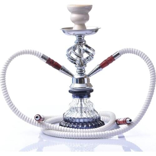 Small Size Glass White Hookah Shisha Pipe Set Travel Chicha 2 Hose Ceramic Bowl Tongs Accessories Height 290mm 0.8kg