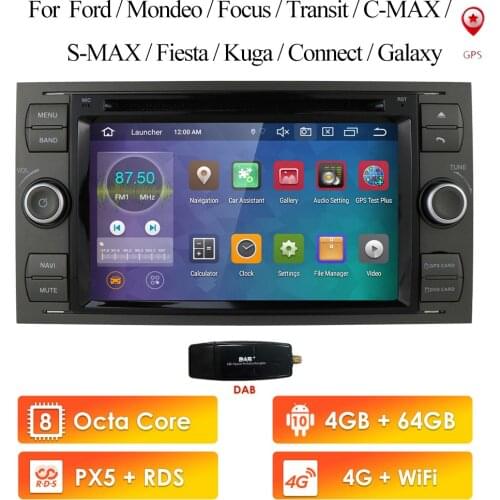 PX5 4G 64G 2Din AutoRadio Android Car Radio GPS Navigation Multimedia Player For Ford Focus 2 Mondeo S C Max Kuga Fiesta Fusion