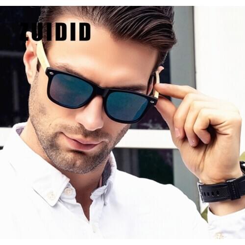 ZUIDID Brand Bamboo Sunglasses Men Women Classic Square Goggle Fashion Retro Polarized Sun Glasses Female Eyewear UV400