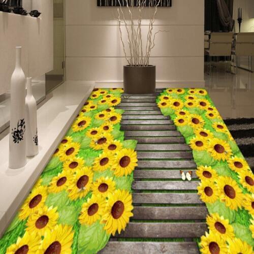 Free Shipping striped 3D parquet floor high-quality moisture conference mural anti-skidding shopping mall wallpaper