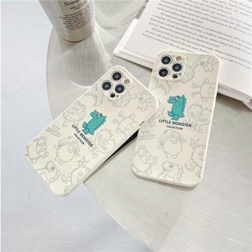 Phone Case For Vivo Y30 Y30i Y9S Y7S Y5S Y11 Y19 Y15 Y17 Y20i V17 Neo Side Pattern Little Monster Cartoon Liquid Silicone Cover