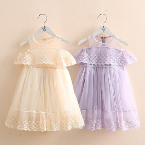 Baby lace strapless dress 2020 summer new girls childrens clothing childrens mesh dress