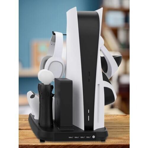 Charging Dock For PS5/PS VR/ Move Motion Controller Charging Base Vertical Stand Gamepad Charger Station With Cooler Fan
