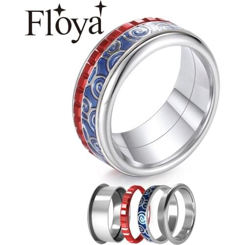Floya Interchangeable Blue Rings Femme Bijoux Baguette Arctic Symphony Collection Multilayer Accessories Ring