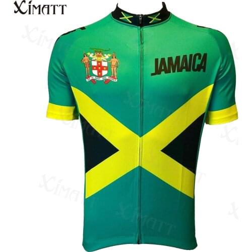 Classic Retro Jamaica National Team Pro Cycling Jersey XIMATT Green Summer Polyester Mens Sports Short Sleeve Customizable