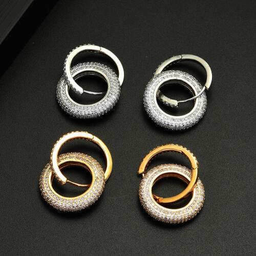 HIBRIDE Classic Hoop Earrings With Shiny CZ Big Birthday Party Jewelry Gift for Women Girlfriend Brincos Bijoux Femme E-601