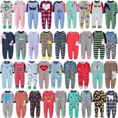 New Born Baby Long Sleeve Fleece Zipper jumpsuit cartoon winter clothes 2021 Newborn Boy Girl Unisex Babies Sleep Costume 3-12M