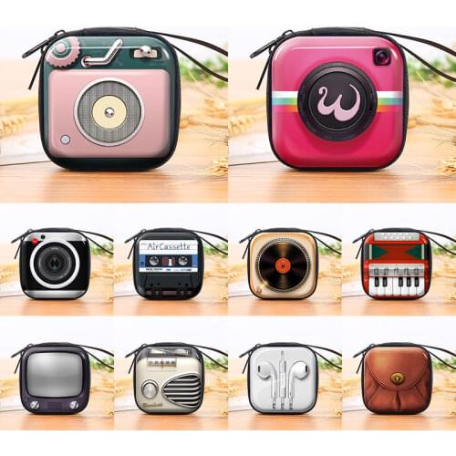 Creative Tinplate Coin Purse Earphone Storage Funny Pattern Bag camera Retro Record Tape Coin Purse Key Coin Coin Bag Coin Purse