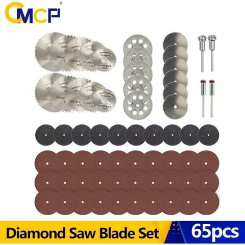 CMCP 65pcs Diamond Saw Blade Set HSS Circular Mini Saw Blade Rotary Tool for Dremel Mini Drill Rotary Tool Accessories