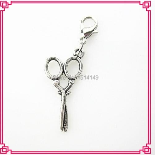 Hot selling lobster clasp scissor dangle charms for floating pendant lockets diy jewelry
