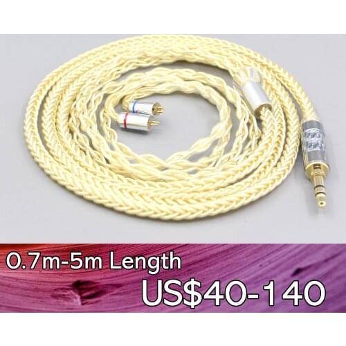 LN007622 8 Core Gold Plated + Palladium Silver OCC Alloy Cable For 0.78mm Flat Step JH Audio JH16 Pro JH11 Pro 5 6 7 BA Earphone