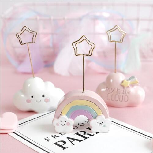 Resin Kawaii Photo Clip Note Clip Creative Cute Cartoon Cloud Message Clip Business Card Clip Desktop Decorative Small Ornaments