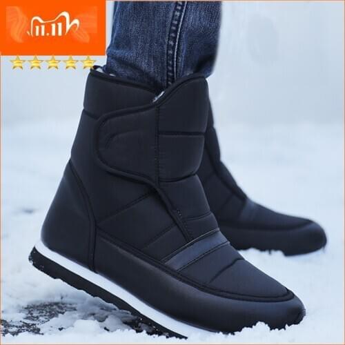 Men boots 2020 warm plush winter shoes fashion waterproof ankle boots non-slip men winter snow boots size 38 - 45