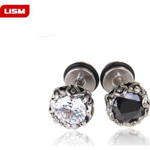 1 Piece Male CZ Earring Stud Stainless Steel Small Earring Stud for Men Unisex Fashion Ear Piercing Jewelry Punk Earing Brincos