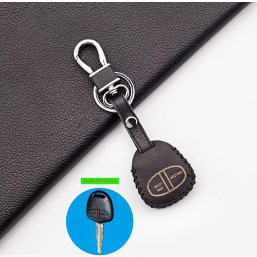 Soft Texture Leather Car Key Cover Case For Mitsubishi Outlander ASX Colt LANCER Grandis Pajero Sport 2 Buttons Car Key Case