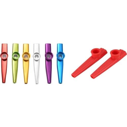 Set of 6 Colors Metal Kazoo Musical Instruments Good Companion & 2x Kids Toys Kazoo Plastic Red Color