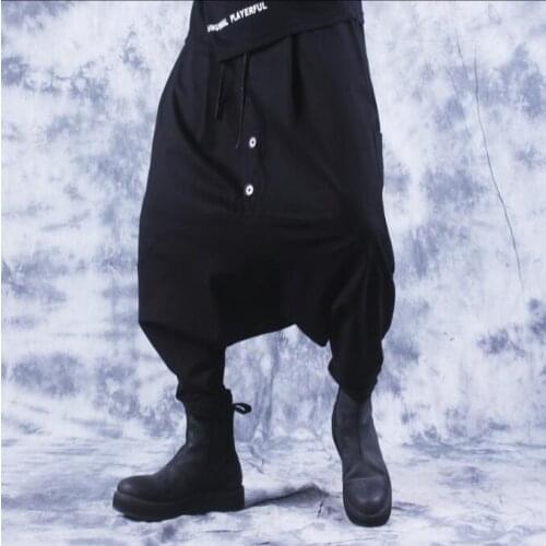 New Mens Clothing personality drawstring beam foot closing harem pants male loose feet casual pants mens suspense trousers