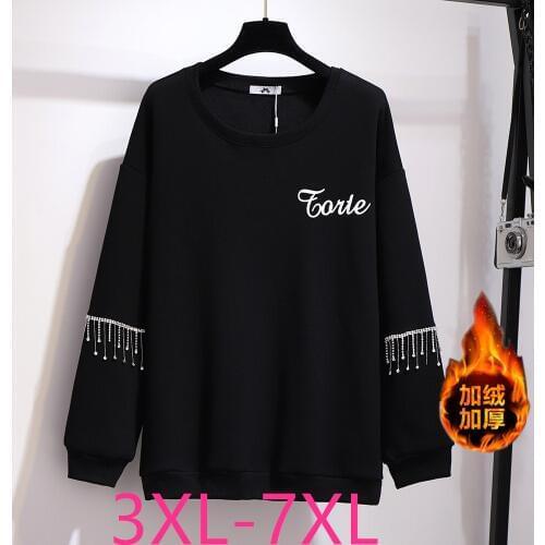 New autumn winter plus size tops for women pullover large long sleeve loose casual wool velvet thick T-shirt 4XL 5XL 6XL 7XL