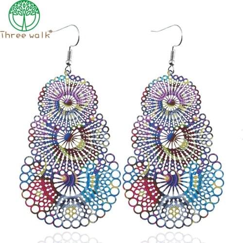 New Arrival Colorful Stainless Steel Jewelry Long Earrings For Women 2021