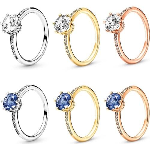 New Trendy Elegant Crown Rhinestone Rings For Women CZ Crystal Engagement Design Hot Sale Zircon Rings Female Wedding Jewelry