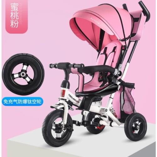 New child tricycle three-wheeled bicycle baby hand push rotating seat damping kids trike