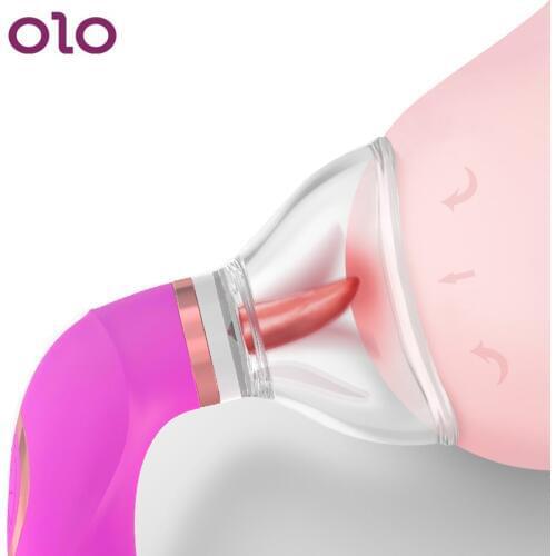 OLO Tongue Stimulator Tongue Licking Vibrator Labia Breast Inhale Enlarge Massage Vacuum Cup Pump Inhale Sex Toys for Woman