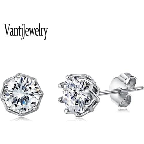 Real 0.5-1 Carat DF Color Moissanite Stud Earrings for Women Top Quality 100% 925 Sterling Silver Sparkling Wedding Jewelry