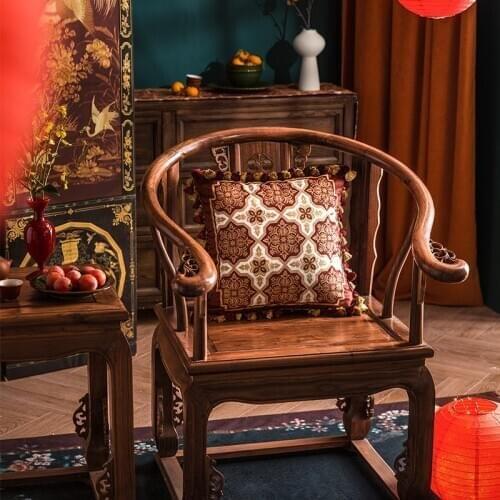 Luxury Chinese Flowers And Birds Cushion Cover 45x45cm Velvet Pillow Covers Square Red Sofa Bedroom Car