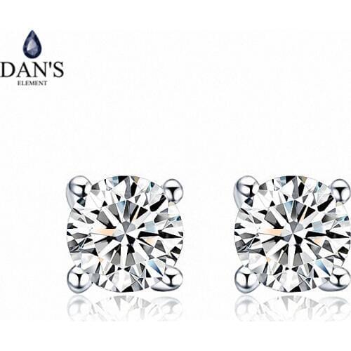 DANS ELEMENT Brand AAA Zirconia Simple Micro Inlays Fashion Stud Earrings for Women Round unique 108738