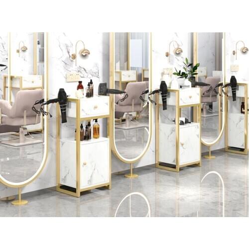 Barbers tool cabinet hair salon special haircut mirror table shelf beauty cabinet light luxury hairdressing tool cart