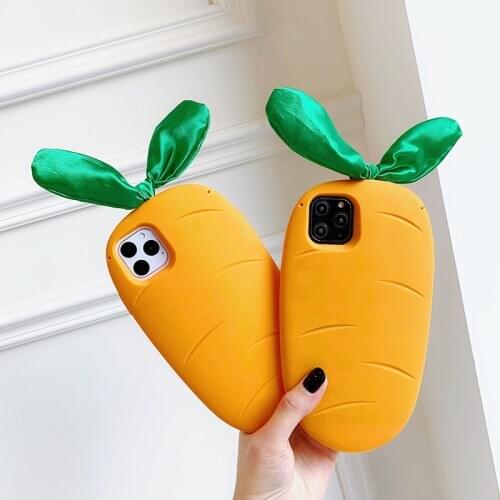 3D Cute Carrot Case for Huawei P30 P40 Honor 20 8X 9X Pro Y9 Prime 2019 P Smart Z Nova 3i 4 5T 6 4G 5G Cases Soft Silicone Cover