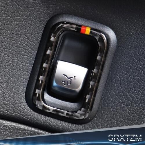 SRXTZM Car Styling Carbon Fiber Rear Trunk Switch Control Button Trim Frame Stickers For Mercedes Benz C Class W205 GLC Stickers