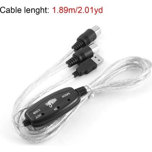 USB IN-OUT MIDI Interface Cable Converter PC To Music Keyboard Adapter for Electronic Drum
