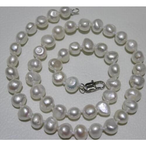 Fine jewelry New white baroque freshwater cultured pearl Necklace 18" drop shipping