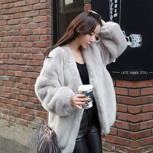 2021 Fashion Faux Fur Coat Winter Women Casual V-neck Loose Long Sleeve Faux Fox Fur Winter Jacket Women Casaco Feminino X179
