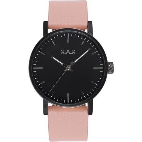Women Watches Pink Strap Black Face Minimalist Design Waterproof Clocks Female Mate Black Wrist Watch Simpleast