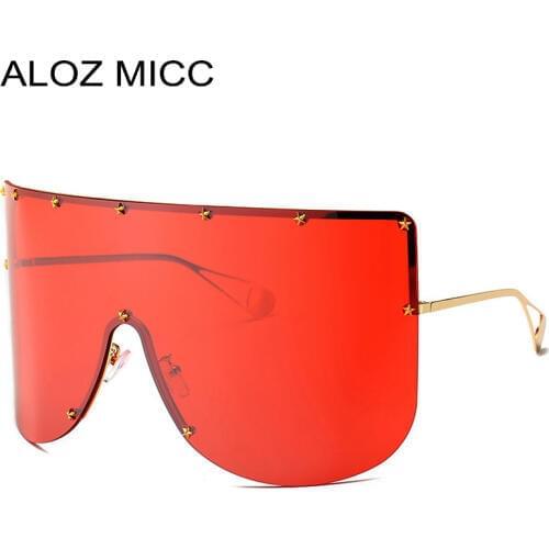 ALOZ MICC Women Fashion Oversized Sunglasses Men 2019 Vintage Half Frame Sunglasses Women Pentagram Windproof Visor Goggles Q405