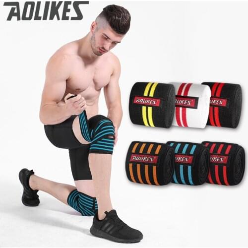 1pcs 200*8CM Knee Wraps Mens Fitness Weight Lifting Sports Knee Bandages Squats Training Equipment Accessories for Gym AOLIKES