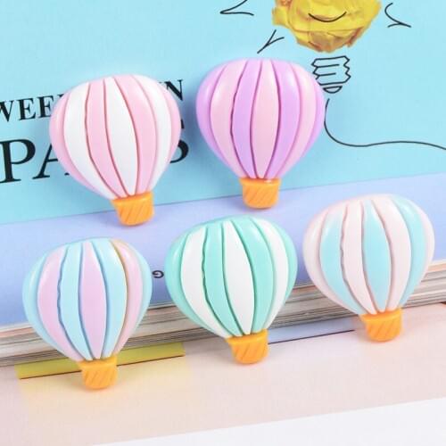 10pcs/lot Colorful Mini Hot Air Balloon Flatback Resin Cabochons Scrapbook DIY Refrigerator Stickers Hair Phone accessories 22mm